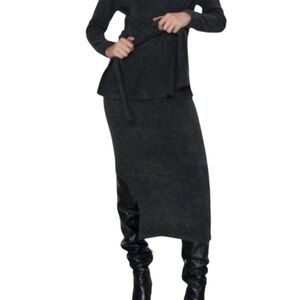 Zara Wool Blend Soft-Feel Side Slit Midi Skirt Size M